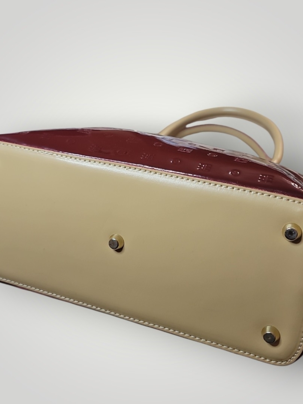 Arcadia Red Patent Tote with Cream Handles - Picture 4 of 10